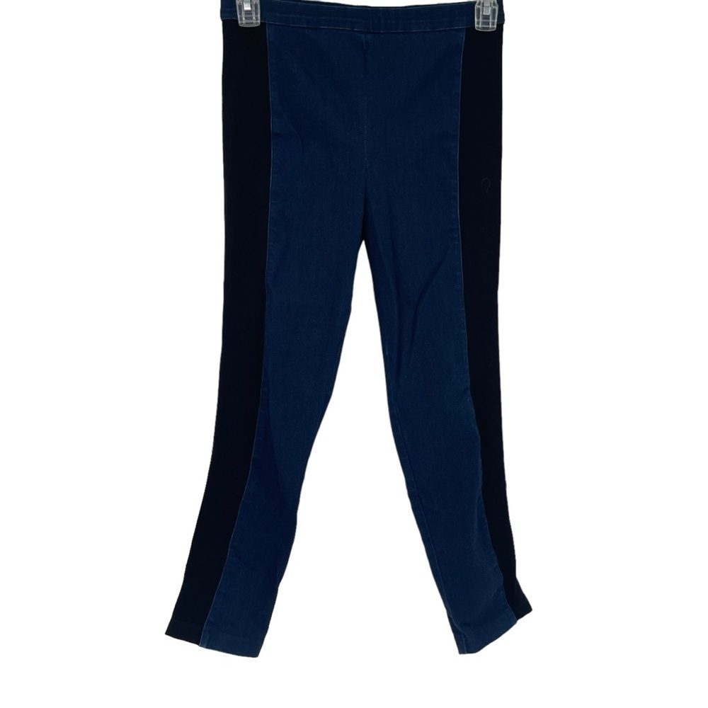St. John Pants Womens Size 6 Stretch Denim /mixed Material Pull On Blue Black